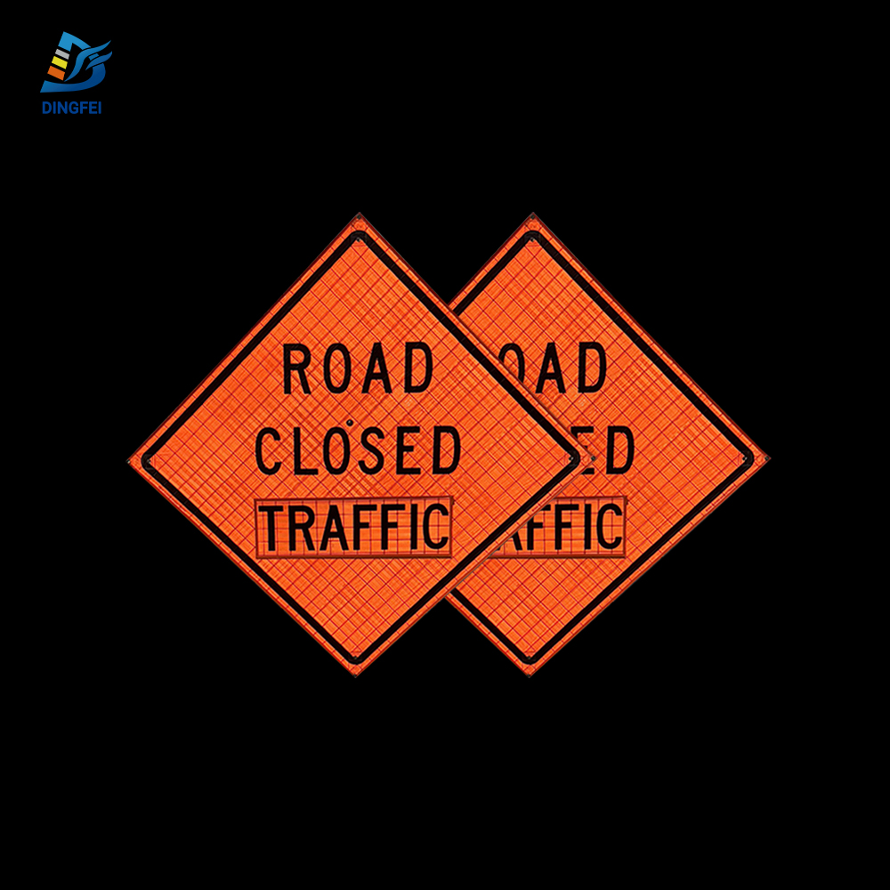36 Inch Reflective Road Closed Traffic Ahead Roll Up Traffic Sign - 